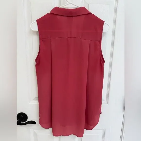 Worthington Sleeveless Button Up Collared Tank Top Coral Pink Women’s Size XS - Picture 3 of 4